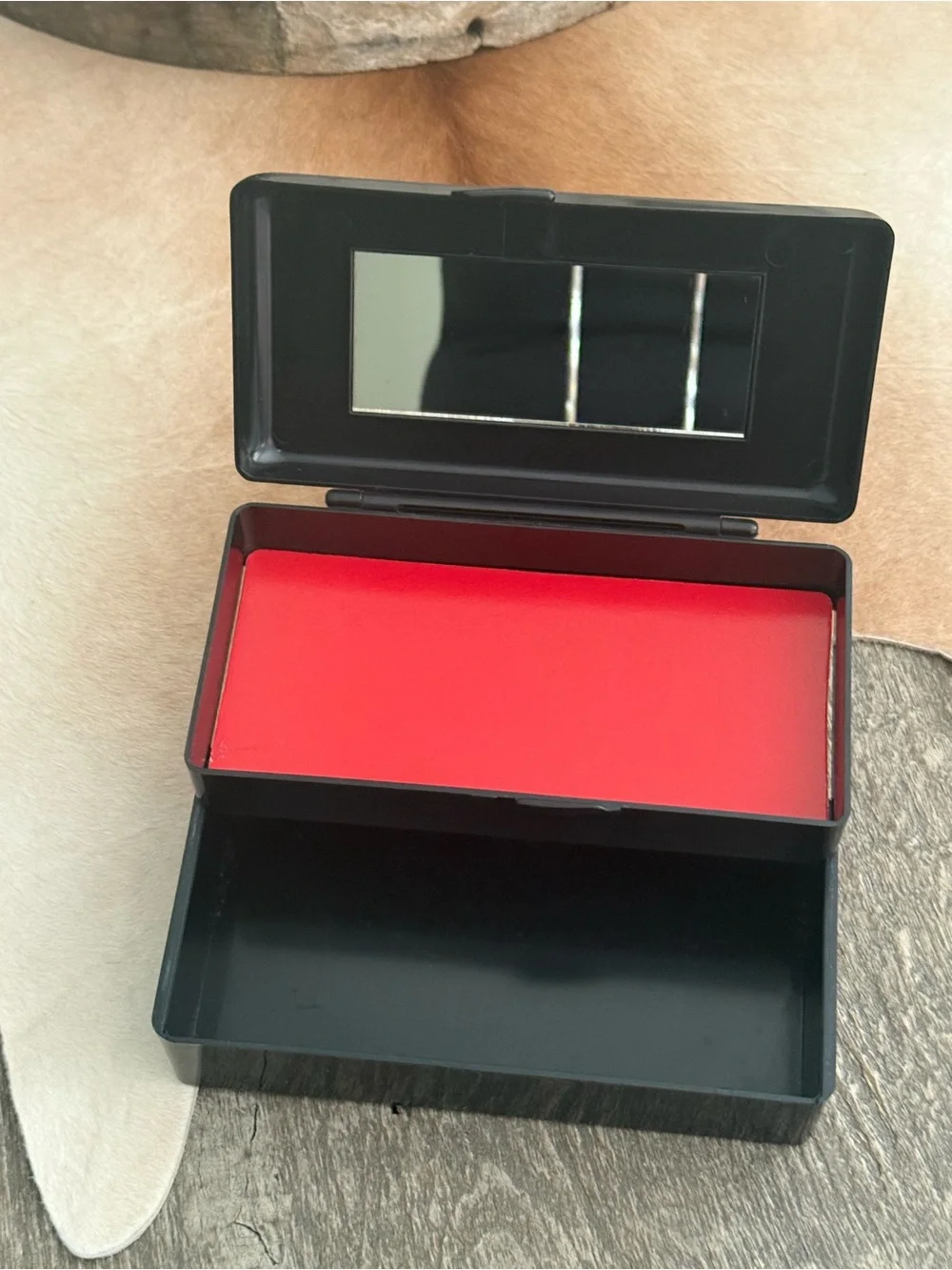 Vintage Asian Black Floral Lacquered Jewelry Box
